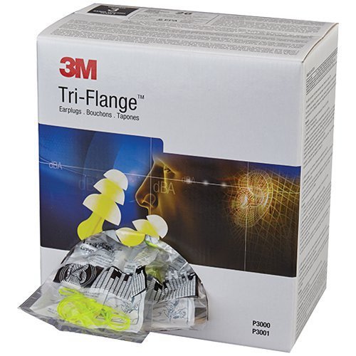3M Tri-Flange Reuasbale Earplugs P3001, Cloth Cord NRR (Noise Reduction Rating) 26 Decibels - BHP Safety Products