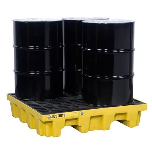 4 Drum Square Spill Control Pallet, Yellow, 28634 - BHP Safety Products