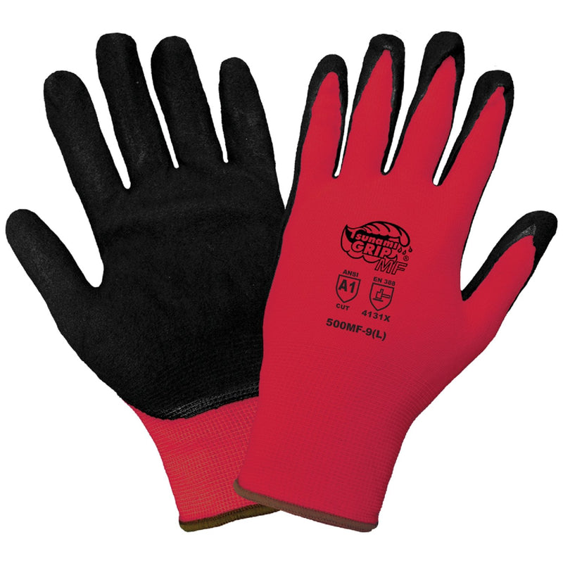 Global Glove Tsunami Grip Mach Finish Nitrile Coated Gloves - Large - 500MF