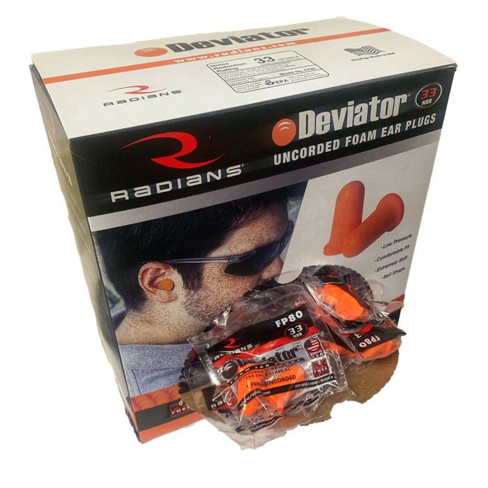 Radians Deviator FP80, Orange Uncorded Foam Earplugs NRR (Noise Reduction Rating) 33 Decibels