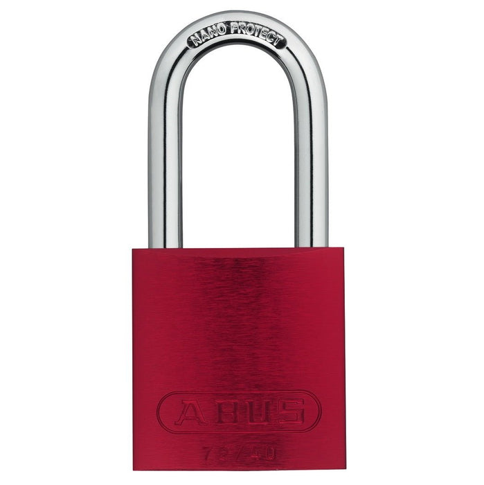 ABUS 72/40 Padlock, Aluminum with Hardened Steel Shackle, Red - BHP Safety Products