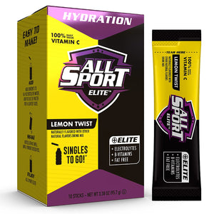 All Sport ELITE Powder Hydration Sticks, Performance Electrolyte Drink Mix, Includes 100% Daily Value Vitamin C, 10 Sticks per Box - BHP Safety Products