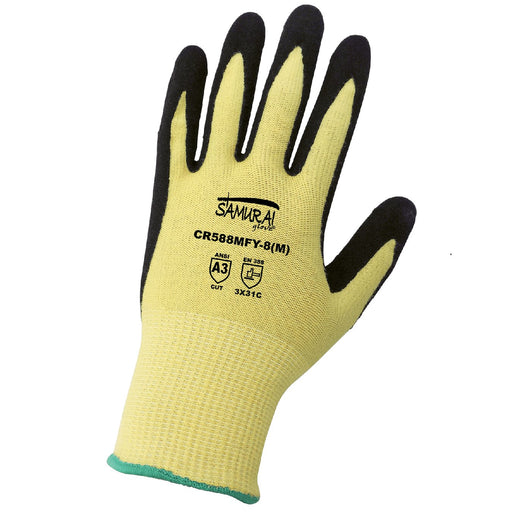 ANSI A3 Samurai Glove, Cut Resistant Nitrile Palm Coated Work Gloves - CR588MFY - BHP Safety Products
