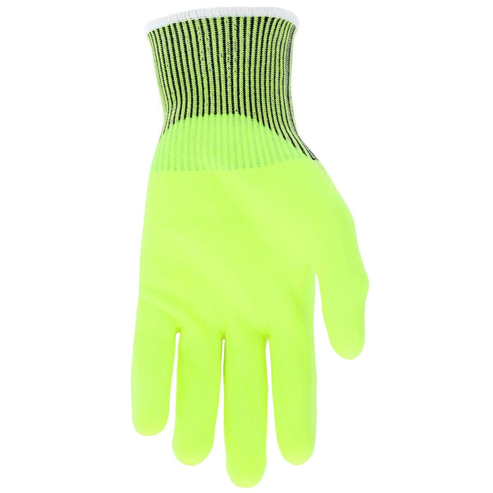 ANSI A4 Cut Pro/ Cut Resistant Gloves, 13 Gauge Hi-Visibility HyperMax Shell, Nitrile Coated Palm and Fingertips - BHP Safety Products