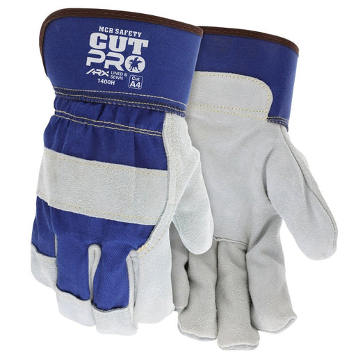 ANSI A4 Cut Pro / Cut Resistant Leather Palm Work Gloves - Select Shoulder Split Leather, 1400H, 1 Pair - BHP Safety Products