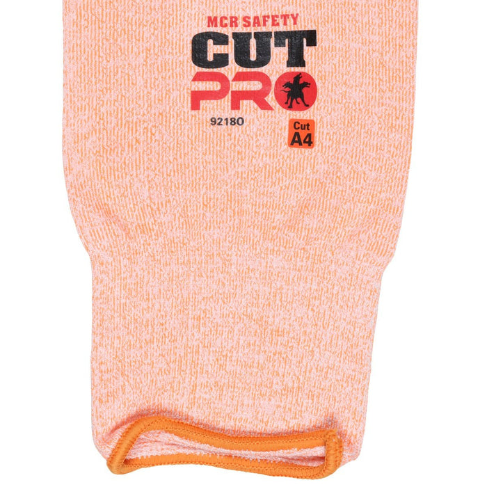 ANSI A4 Cut Resistant 20 Inch Sleeve, 13 Guage Hypermax Fiber, Silicone Bicep Grip Pads, Hi-Vis Orange, 9218O - BHP Safety Products