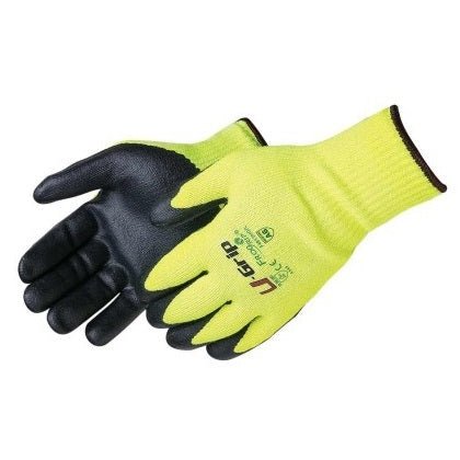 ANSI A6 Cut Resistant U-Grip Foam Nitrile Coated Gloves, Hi-Vis Green Seamless Shell - BHP Safety Products