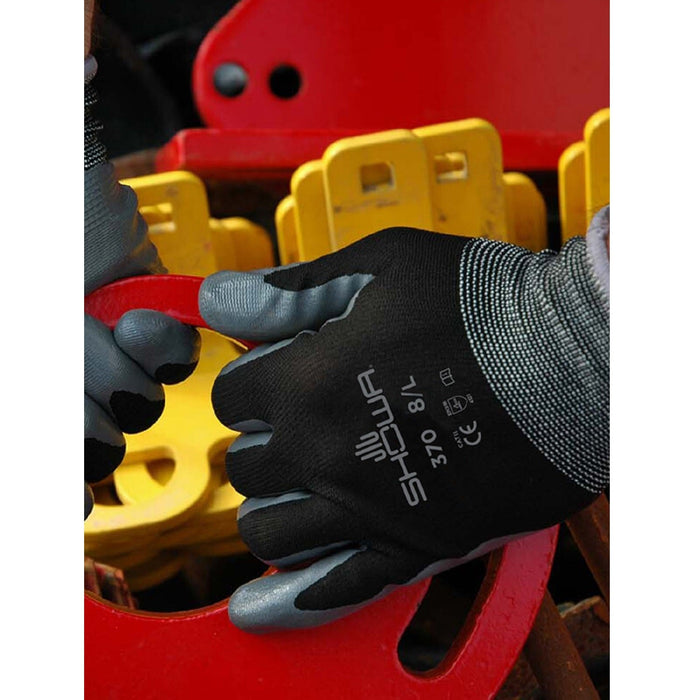 Atlas 370B Black Nitrile Coated Work Gloves - BHP Safety Products