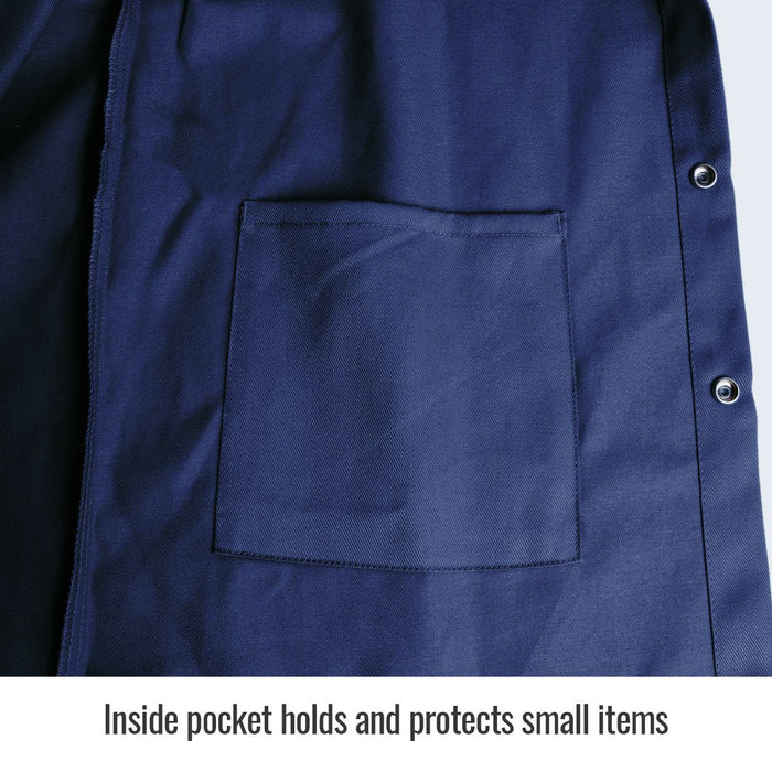 Black Stallion TruGuard 200 FR Cotton Welding Jacket, Navy Blue, 30" Length, FN9-30C - BHP Safety Products
