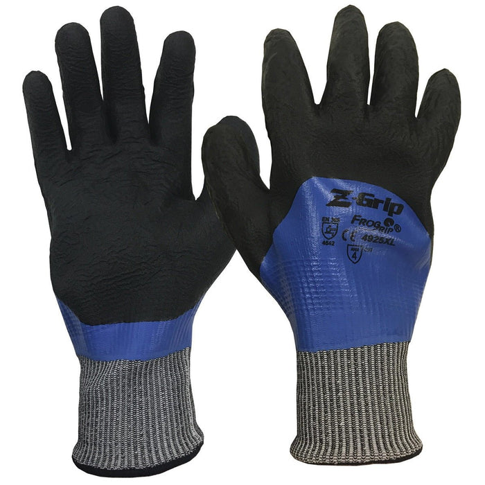 Cut & Liquid Resistant A4, Z-Grip Blue Nitrile Coated Double Dipped Gloves, 4925, 1 Pair - BHP Safety Products