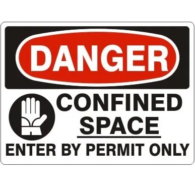 "DANGER CONFINED SPACE ENTER BY PERMIT ONLY" - Safety Sign, Adhesive Vinyl, 10"x14" - BHP Safety Products
