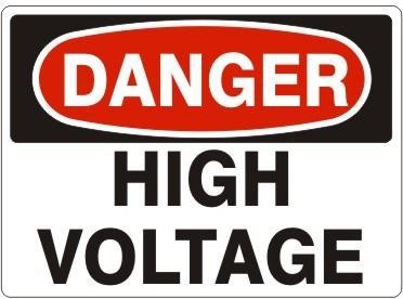 "DANGER HIGH VOLTAGE" - Safety Sign, Adhesive Vinyl, 7"x10" - BHP Safety Products