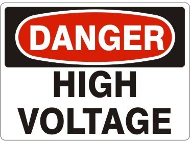 "DANGER HIGH VOLTAGE" - Safety Sign, Rigid Plastic, 10"x14" - BHP Safety Products