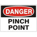 "DANGER PINCH POINT" - Safety Sign, Adhesive Vinyl, 3"x5" - BHP Safety Products