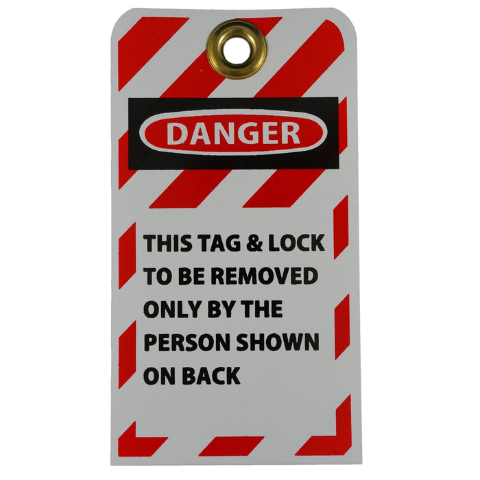 "Danger This Tag & Lock to be Removed Only by the Person Shown on Back" 6"x3" Lockout Tag with Brass Grommet - BHP Safety Products