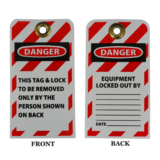 "Danger This Tag & Lock to be Removed Only by the Person Shown on Back" 6"x3" Lockout Tag with Brass Grommet - BHP Safety Products
