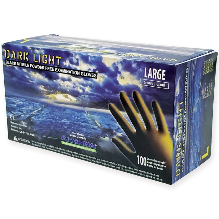 Dark Light Nitrile Exam, Powder Free Gloves, Black, 9 mil - BHP Safety Products