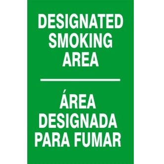 "DESIGNATED SMOKING AREA" Bilingual - Safety Sign, Rigid Plastic, 10"x14" - BHP Safety Products