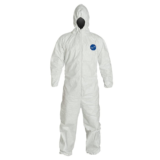 DuPont TY127S Dispoable Tyvek Coverall with Zipper Front, Elastic Wrists and Ankles with Attached Hood - BHP Safety Products