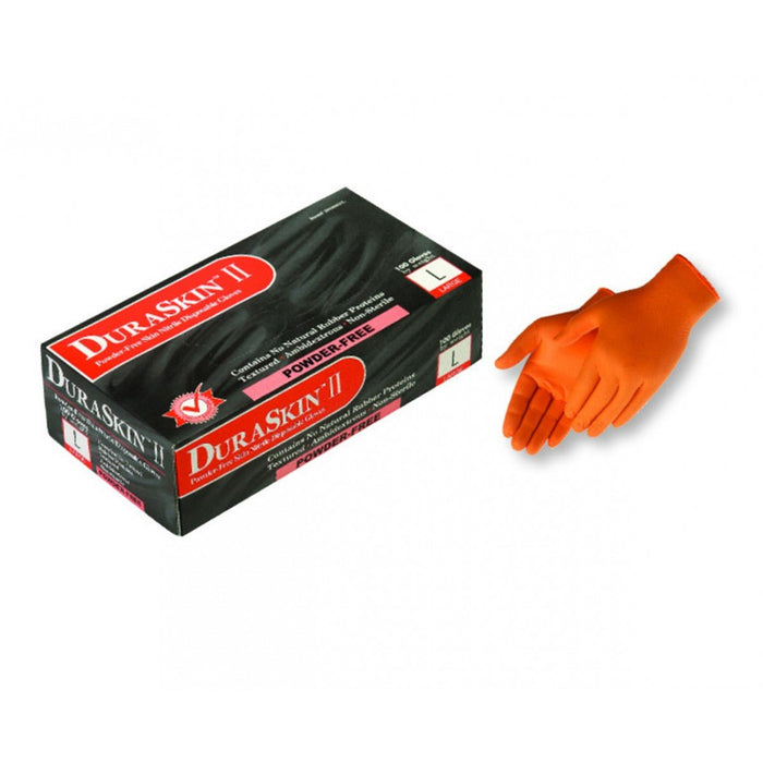 Duraskin II Powder-Free 4 Mil Disposable Nitrile Work Gloves Food Grade, 2010HO, Orange, 100 Per Box, Size Large - BHP Safety Products