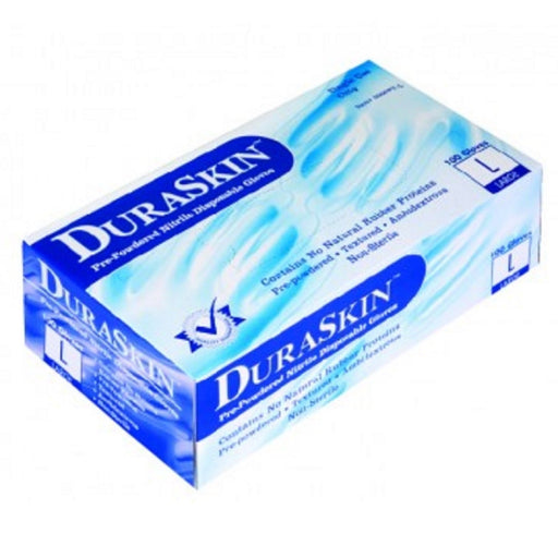 Duraskin Powder-Free 4 mil Disposable Nitrile Work Gloves, Blue, Food Grade, 100 Gloves per Box - BHP Safety Products