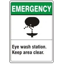 "EMERGENCY EYE WASH STATION KEEP AREA CLEAR" - Safety Sign, Rigid Plastic, 10"x14" - BHP Safety Products