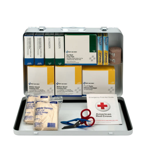 First Aid Only, 50 Person First Aid Kit, Metal Weatherproof Case, ANSI Compliant - BHP Safety Products