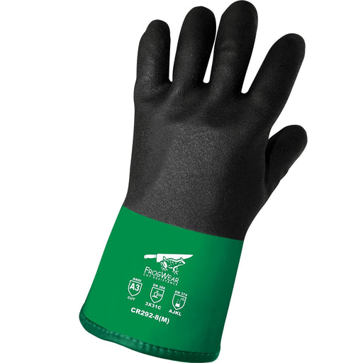 Frogwear CR292 Double Dipped PVC & Nitrile Blended Work Gloves, Chemical Resistant, ANSI A3 Cut Resistant, 12" Length with Sandpaper Finish - BHP Safety Products