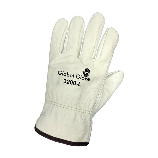 Global Glove 3200 Premium-Grade Grain Cowhide Drivers Gloves, Leather Work Gloves (Sewn with DuPont™ Kevlar® fiber) - BHP Safety Products