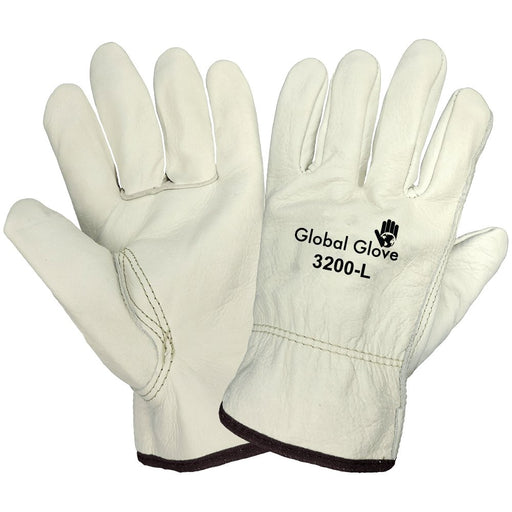 Global Glove 3200 Premium-Grade Grain Cowhide Drivers Gloves, Leather Work Gloves (Sewn with DuPont™ Kevlar® fiber) - BHP Safety Products