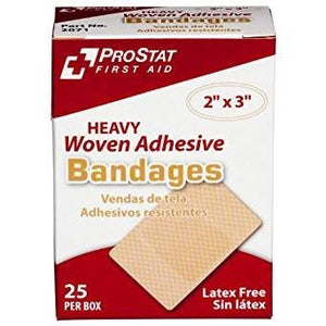 Heavy Woven Adhesive Bandage, 2" x 3" 25 Count/Box - BHP Safety Products