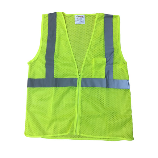 Hi-Vis Class 2 Safety Vest, Mesh with Silver Stripes - BHP Safety Products