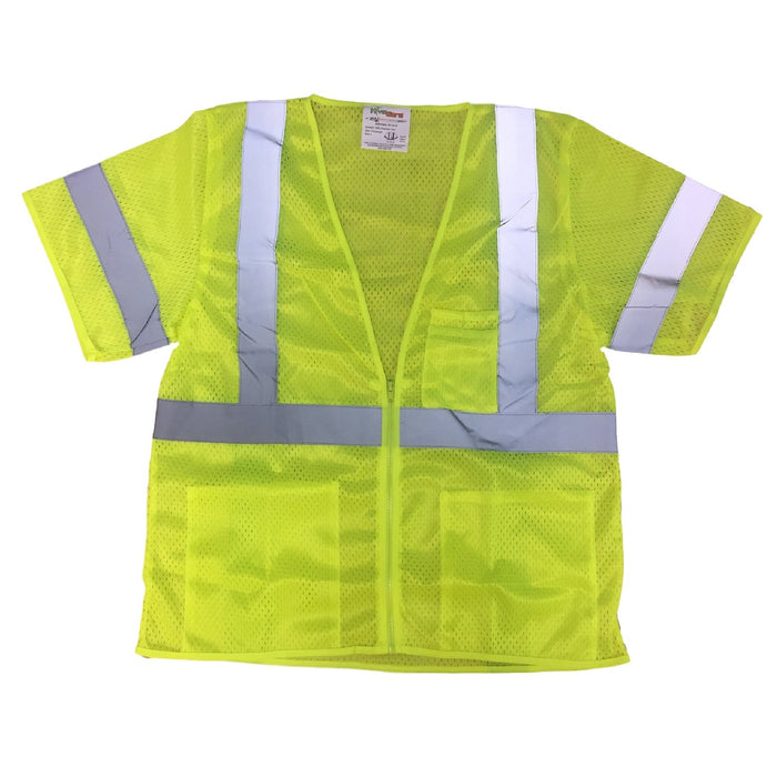 Hi-Vis Lime Class 3 Safety Vest with Sleeves, Mesh with Silver Stripes and Multi-Pockets - BHP Safety Products