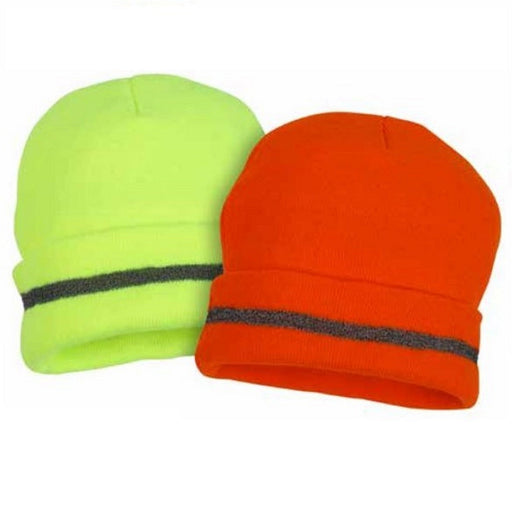 Hi-Visibility Beanie Cap with Reflective Striping for Winter Weather - BHP Safety Products