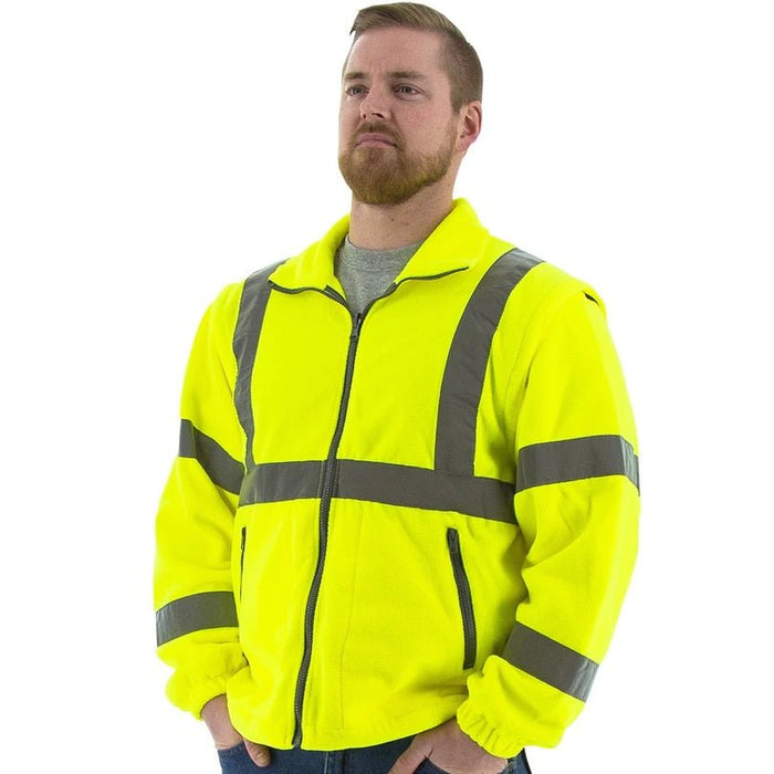 High Visibility Polar Fleece Jacket and Liner, ANSI 3, R Hi Vis Yellow, 75-5381 - BHP Safety Products