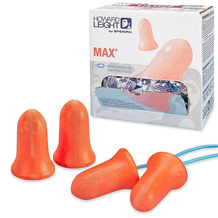 Howard Leight Max-30 Corded Foam Earplugs NRR (Noise Reduction Rating) 33 Decibels - BHP Safety Products