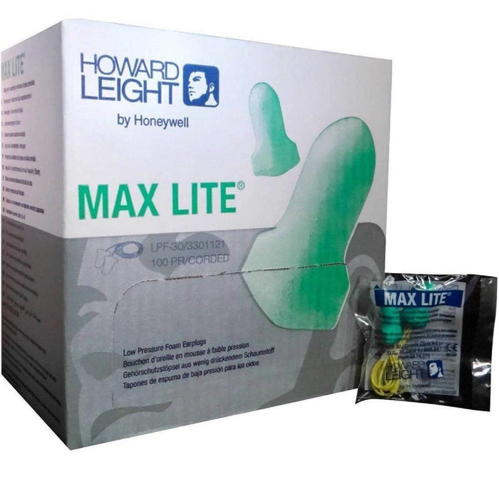Howard Leight Max Lite LPF-30 Corded Foam Earplugs NRR (Noise Reduction Rating) 30 Decibels - BHP Safety Products