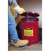 Justrite 09700 Oily Waste Can, 21 Gallon, Foot-Operated Self-Closing Cover, Red - BHP Safety Products