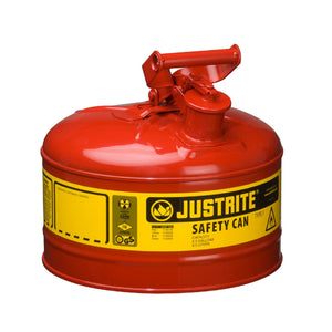 Justrite 7125100 Type I Steel Safety Can for Flammables, 2.5 Gallon, Red - BHP Safety Products