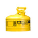 Justrite 7125200 Type I Steel Safety Can for Diesel, 2.5 Gallon, Yellow - BHP Safety Products