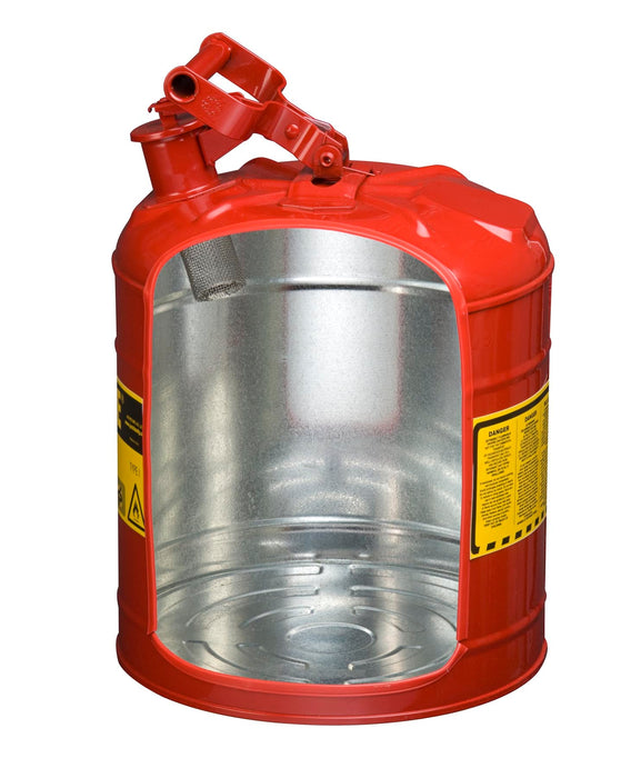 Justrite 7150100 Type I Steel Safety Can for Flammables, 5 gallon, Red - BHP Safety Products