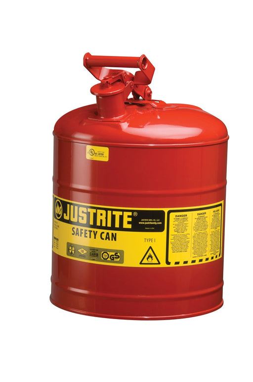 Justrite 7150100 Type I Steel Safety Can for Flammables, 5 gallon, Red - BHP Safety Products