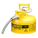 Justrite 7210220 Type II AccuFlow Steel Safety Can for Diesel, 1 Gallon, 5/8" Metal Hose, Yellow - BHP Safety Products