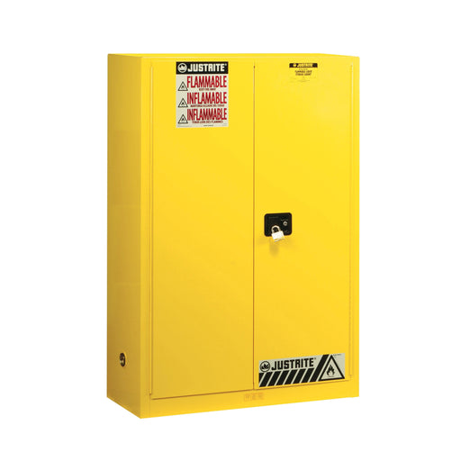 Justrite Flammable Safety Cabinet, 45 gallon, 2 Manual-Close Doors, Yellow - BHP Safety Products