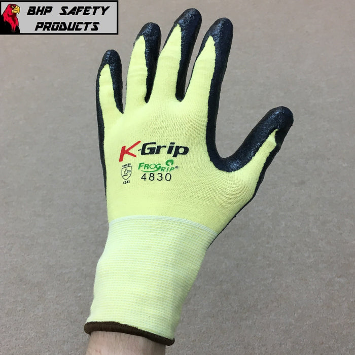 K-Grip ANSI A2 Cut Resistant Nitrile Coated Gloves with Yellow Aramid Shell - BHP Safety Products