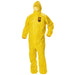 Kleenguard A70 Liquid and Particle Protection Disposable Yellow Coveralls, Zipper Front with Elastic Wrist, Ankles and Hood (12 Per Case) - BHP Safety Products