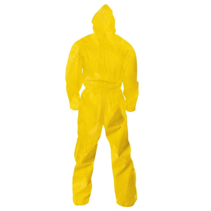 Kleenguard A70 Liquid and Particle Protection Disposable Yellow Coveralls, Zipper Front with Elastic Wrist, Ankles and Hood (12 Per Case) - BHP Safety Products