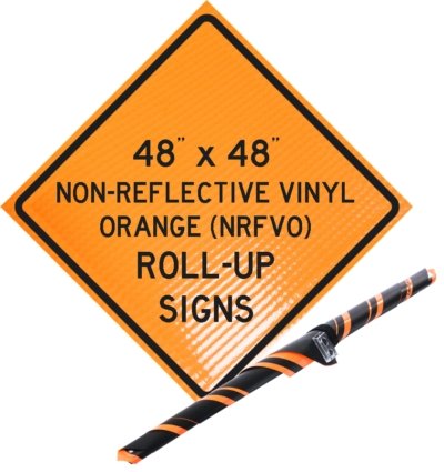 "LEFT LANE CLOSED AHEAD" Non-Reflective, Vinyl Roll-Up Sign, 48 x 48 - BHP Safety Products