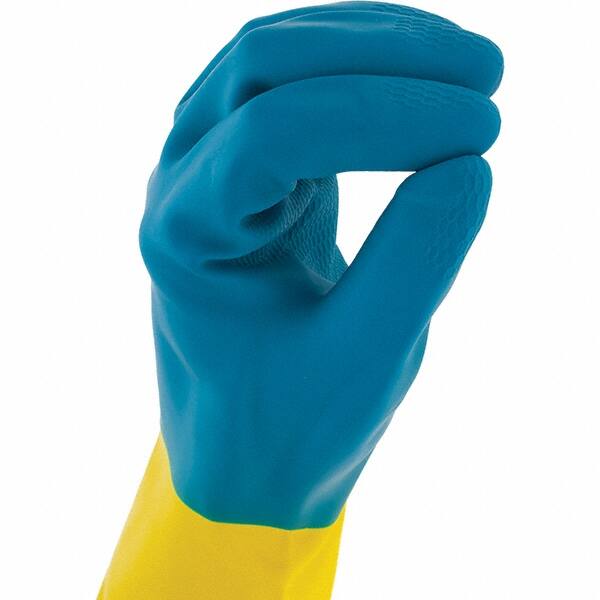 Liberty 2570SP Neoprene/Latex Liquid Proof Unsupported Glove with Flock line, Chemical Resistant, 28 mil Thickness, 13" Length, Blue/Yellow (Pack of 12) - BHP Safety Products