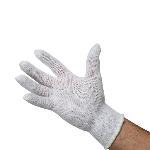 Liberty K4517Q Cotton/Polyester Regular Weight Plain Seamless Knit Glove with Elastic String Knit Wrist, Natural White - BHP Safety Products